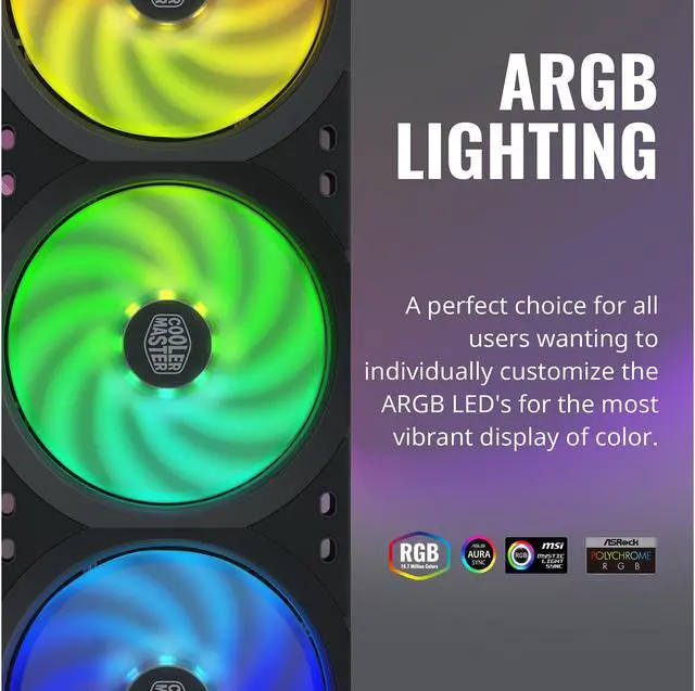 Alt view image 7 of 11 - Cooler Master MasterFan SF360R ARGB 360mm Square Frame Fan