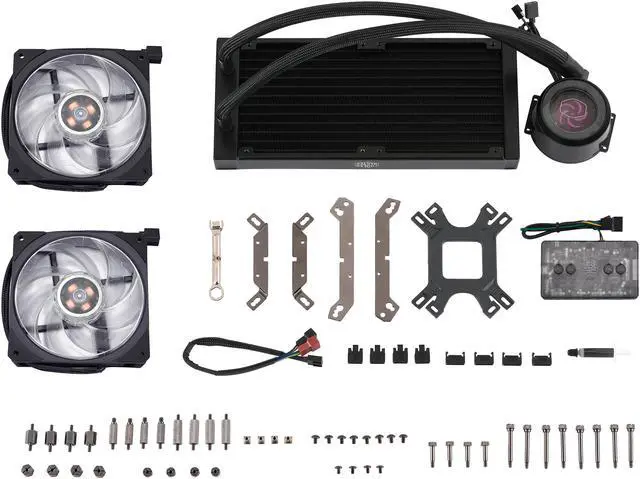 Alt view image 14 of 15 - Cooler Master MasterLiquid ML240P Mirage ARGB Close-Loop AIO CPU Liquid Cooler, 240 Radiator, Transparent Pump, Addressable RGB Lighting, Dual MF120 Fans for AMD Ryzen, TR4 /Intel LGA1200/1151