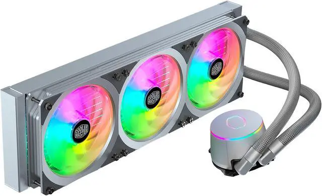 Alt view image 2 of 10 - Cooler Master MasterLiquid ML360P Silver Edition ARGB Close-Loop AIO CPU Liquid Cooler, 360 Radiator, Addressable RGB Lighting, for AMD Ryzen, Threadripper/Intel LGA1200/1151 LGA 1700 Compatible