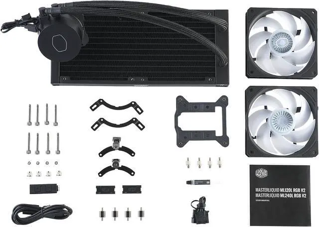 Alt view image 7 of 12 - CoolerMaster MasterLiquid ML240L RGB V2, Close-Loop AIO CPU Liquid Cooler, Dual SickleFlow 120mm, RGB Lighting, 3rd Gen Dual Chamber Pump for AMD Ryzen/Intel LGA1200/1151 LGA 1700 Compatible
