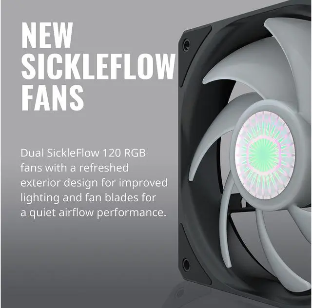 Alt view image 9 of 12 - CoolerMaster MasterLiquid ML240L RGB V2, Close-Loop AIO CPU Liquid Cooler, Dual SickleFlow 120mm, RGB Lighting, 3rd Gen Dual Chamber Pump for AMD Ryzen/Intel LGA1200/1151 LGA 1700 Compatible