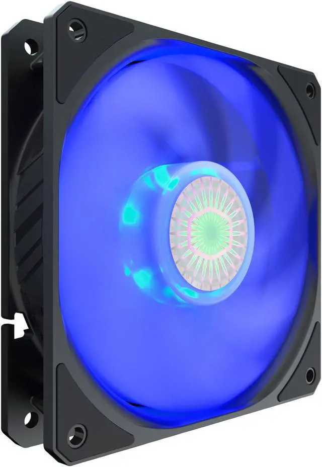 Alt view image 3 of 10 - Cooler Master SickleFlow 120 V2 Blue led Square Frame Fan with  Air Balance Curve Blade Design, Sealed Bearing, PWM Control for Computer Case & Liquid Radiator