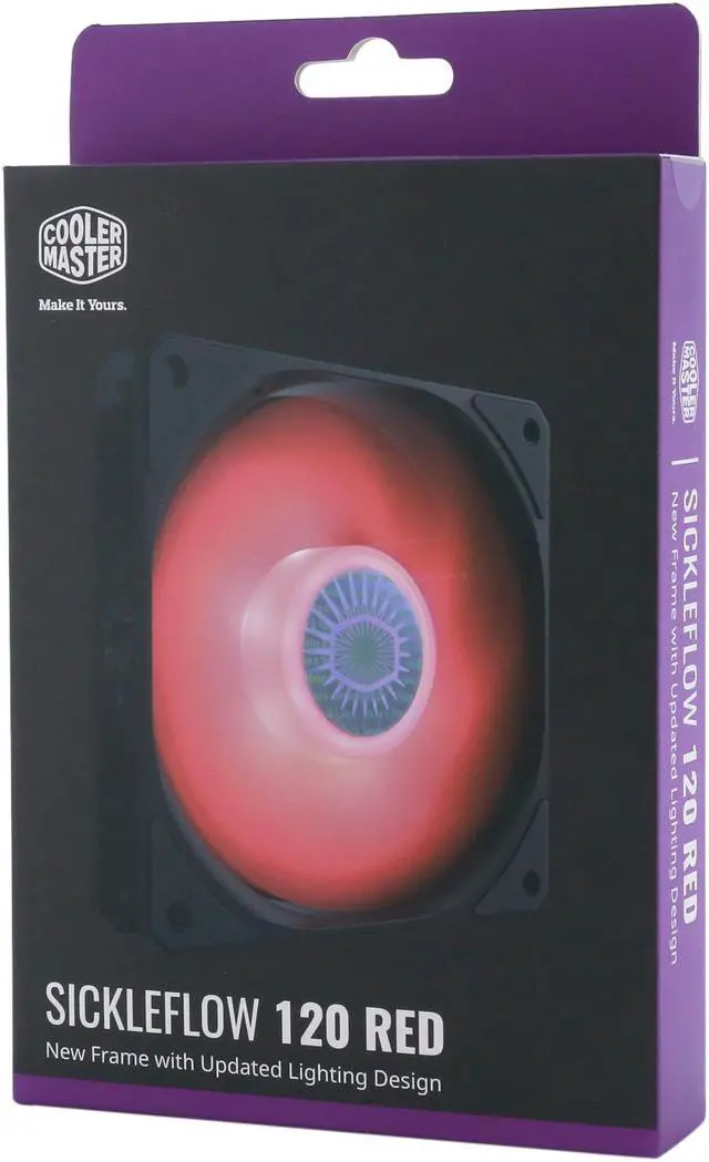 Alt view image 9 of 16 - Cooler Master SickleFlow 120 V2 Red Led Square Frame Fan with Air Balance Curve Blade Design, Sealed Bearing, PWM Control for Computer Case & Liquid Radiator