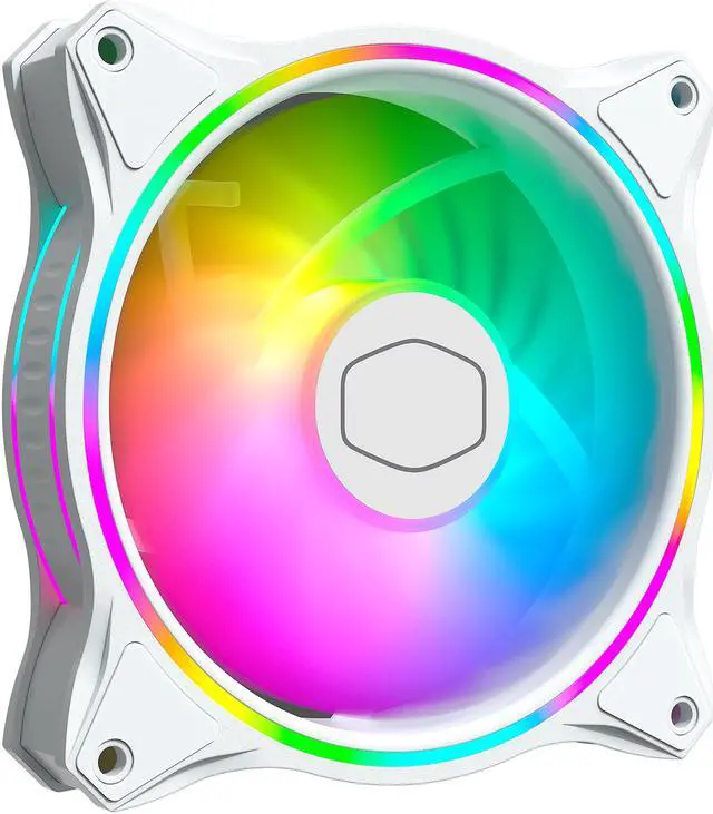 Alt view image 2 of 11 - Cooler Master MasterFan MF120 Halo White Edition Duo-Ring Addressable RGB Lighting 120mm Fan with 24 Independently-Controlled LEDS, Absorbing Rubber Pads, PWM Static Pressure for Computer Case & Liquid Radiator