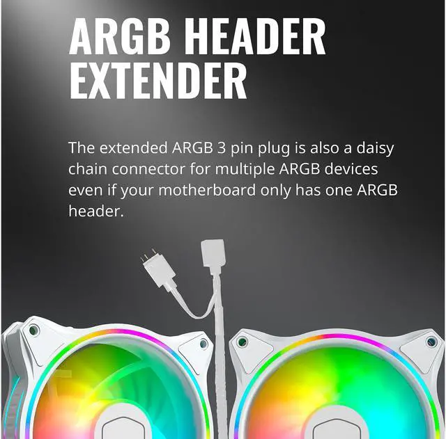 Alt view image 10 of 11 - Cooler Master MasterFan MF120 Halo White Edition Duo-Ring Addressable RGB Lighting 120mm Fan with 24 Independently-Controlled LEDS, Absorbing Rubber Pads, PWM Static Pressure for Computer Case & Liquid Radiator