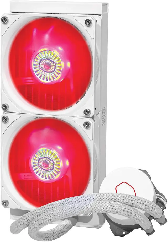 Alt view image 4 of 10 - Cooler Master MasterLiquid ML240L V2 RGB White Edition, Close-Loop AIO CPU Liquid Cooler, 3rd Gen Dual Chamber Pump, Dual SickleFlow 120mm for AMD Ryzen/Intel 1200/1151 LGA 1700 Compatible