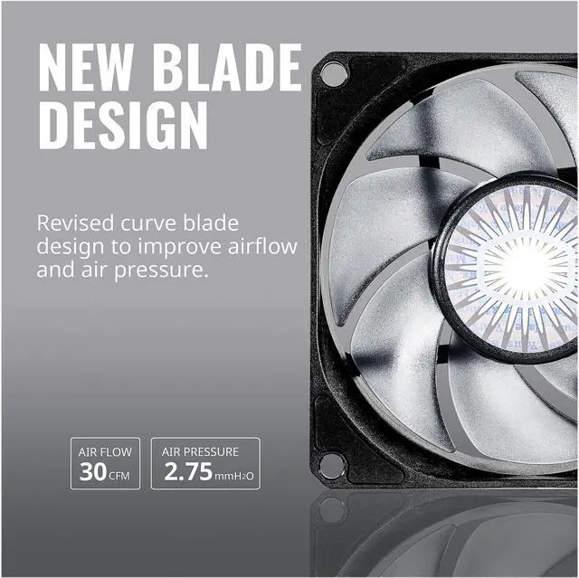 Alt view image 6 of 9 - Cooler Master SickleFlow 80 V2 All-Black Square Frame Fan with  Air Balance Curve Blade Design, Sealed Bearing, PWM Control for Computer Case & Air Coolers