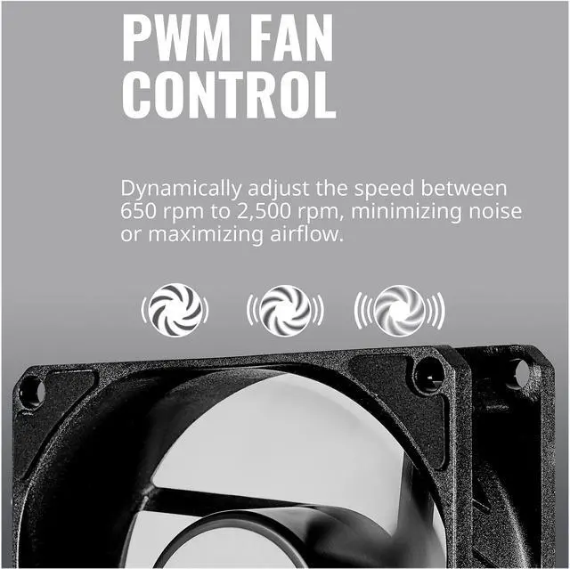 Alt view image 9 of 9 - Cooler Master SickleFlow 80 V2 All-Black Square Frame Fan with  Air Balance Curve Blade Design, Sealed Bearing, PWM Control for Computer Case & Air Coolers
