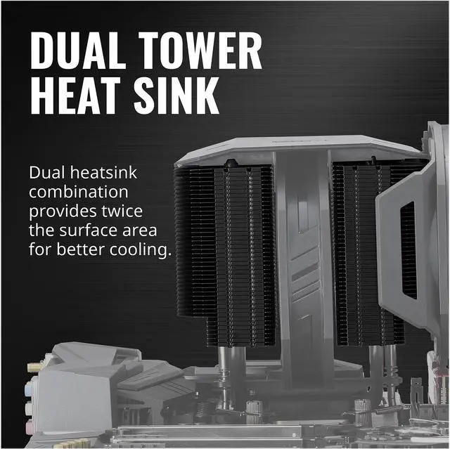 Alt view image 12 of 15 - Cooler Master MasterAir MA624 Stealth CPU Air Cooler, 6 Heat Pipes, Nickel Plated Base, Dual Tower Aluminum Black Fins, Dual SickleFlow 140mm Fans for AMD Ryzen/Intel 1200/1151 LGA 1700 Compatible