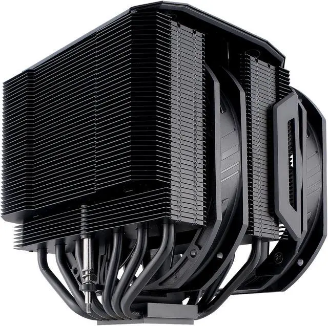 Alt view image 6 of 15 - Cooler Master MasterAir MA624 Stealth CPU Air Cooler, 6 Heat Pipes, Nickel Plated Base, Dual Tower Aluminum Black Fins, Dual SickleFlow 140mm Fans for AMD Ryzen/Intel 1200/1151 LGA 1700 Compatible