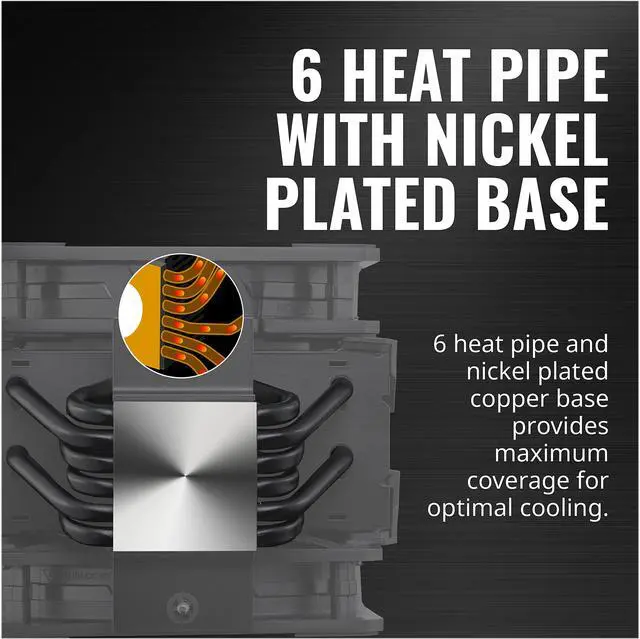 Alt view image 12 of 15 - Cooler Master MasterAir MA612 Stealth CPU Air Cooler, 6 Heat Pipes, Nickel Plated Base, Aluminum Black Fins, Push-Pull, Dual SickleFlow Fans for AMD Ryzen/Intel 1200/1151 LGA 1700 Compatible