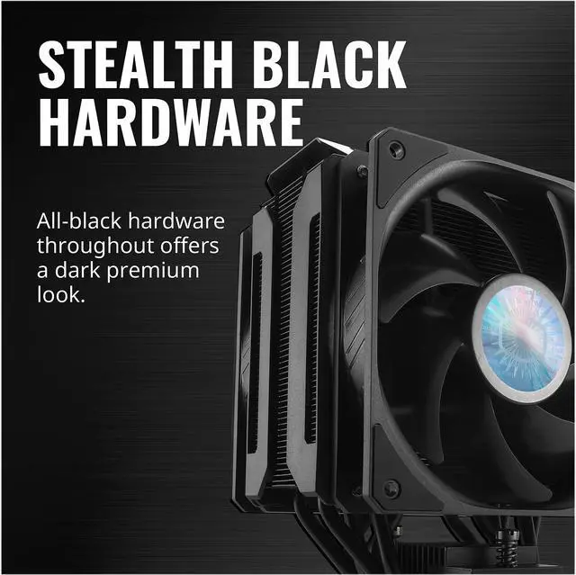 Alt view image 14 of 15 - Cooler Master MasterAir MA612 Stealth CPU Air Cooler, 6 Heat Pipes, Nickel Plated Base, Aluminum Black Fins, Push-Pull, Dual SickleFlow Fans for AMD Ryzen/Intel 1200/1151 LGA 1700 Compatible