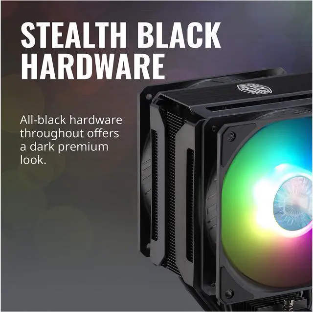 Alt view image 14 of 16 - Cooler Master MasterAir MA612 Stealth ARGB CPU Air Cooler, 6 Heat Pipes, Nickel Plated Base, Aluminum Black Fins, Push-Pull, Dual SickleFlow Fans for AMD Ryzen/Intel 1200/1151 LGA 1700 Compatible