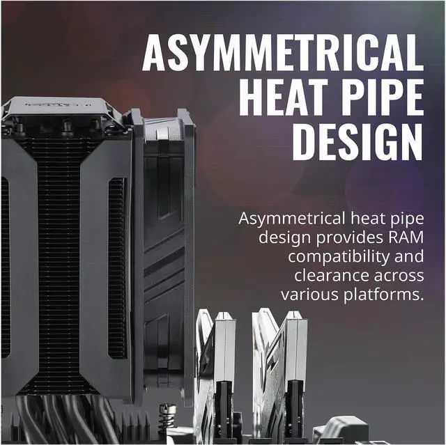Alt view image 15 of 16 - Cooler Master MasterAir MA612 Stealth ARGB CPU Air Cooler, 6 Heat Pipes, Nickel Plated Base, Aluminum Black Fins, Push-Pull, Dual SickleFlow Fans for AMD Ryzen/Intel 1200/1151 LGA 1700 Compatible