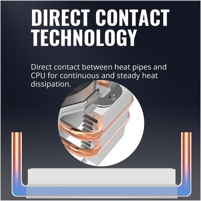 Alt view image 9 of 13 - Cooler Master Hyper T20 Compact CPU Air Cooler with 2 Copper Heat Pipes. 95mmFan, Direct Contact Technology for AMD Ryzen/Intel LGA1200/1151