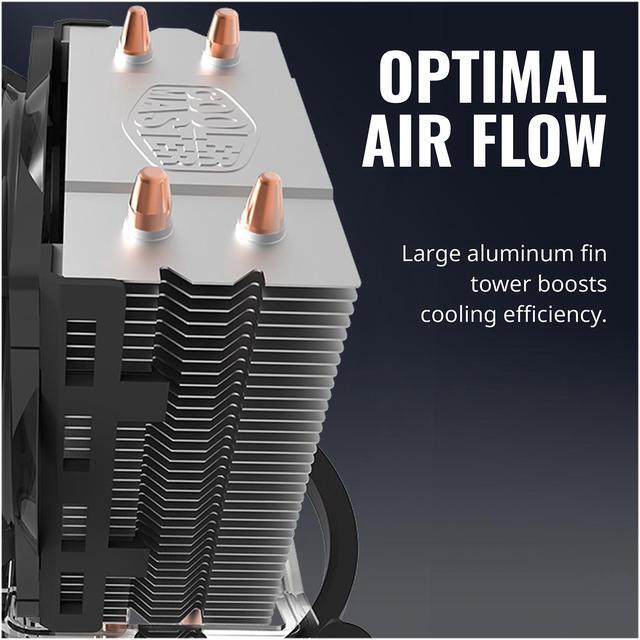 Alt view image 12 of 13 - Cooler Master Hyper T20 Compact CPU Air Cooler with 2 Copper Heat Pipes. 95mmFan, Direct Contact Technology for AMD Ryzen/Intel LGA1200/1151