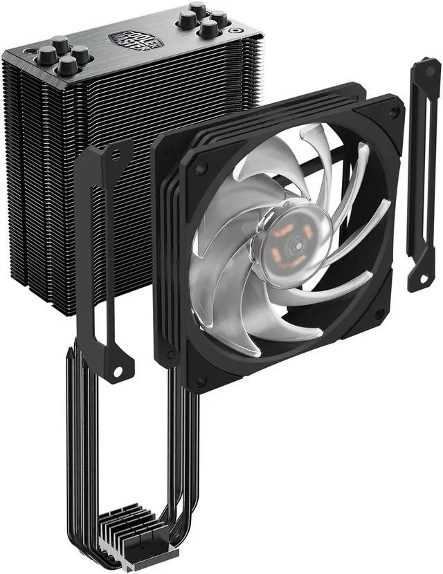 Alt view image 5 of 15 - Cooler Master Hyper 212 RGB Black Edition CPU Air Cooler, SF120R RGB Fan, Anodized Gun-Metal Black, Brushed Nickel Fins, 4 Copper Direct Contact Heat Pipes for AMD Ryzen/Intel LGA1700/1200/1151
