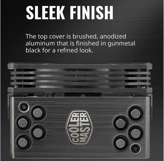 Alt view image 10 of 15 - Cooler Master Hyper 212 RGB Black Edition CPU Air Cooler, SF120R RGB Fan, Anodized Gun-Metal Black, Brushed Nickel Fins, 4 Copper Direct Contact Heat Pipes for AMD Ryzen/Intel LGA1700/1200/1151