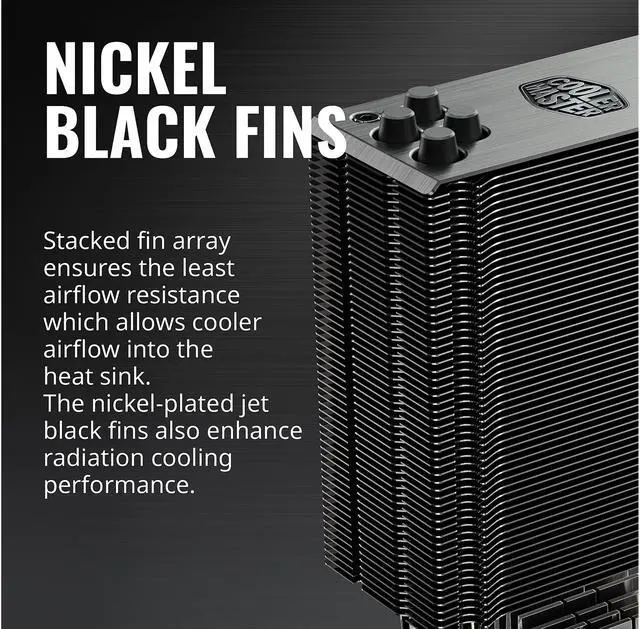 Alt view image 14 of 15 - Cooler Master Hyper 212 RGB Black Edition CPU Air Cooler, SF120R RGB Fan, Anodized Gun-Metal Black, Brushed Nickel Fins, 4 Copper Direct Contact Heat Pipes for AMD Ryzen/Intel LGA1700/1200/1151