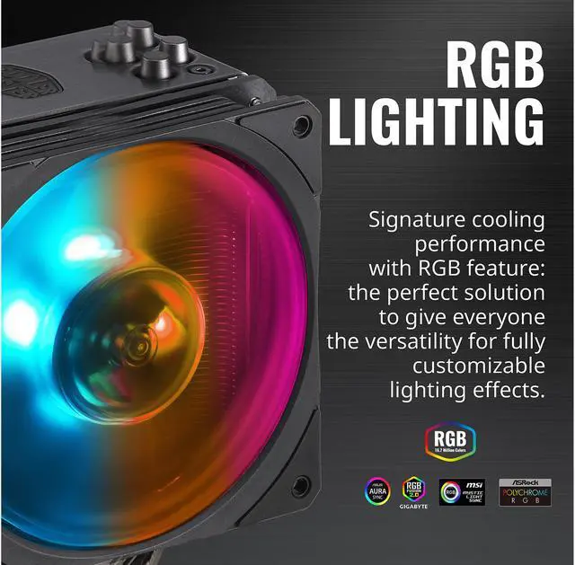 Alt view image 15 of 15 - Cooler Master Hyper 212 RGB Black Edition CPU Air Cooler, SF120R RGB Fan, Anodized Gun-Metal Black, Brushed Nickel Fins, 4 Copper Direct Contact Heat Pipes for AMD Ryzen/Intel LGA1700/1200/1151