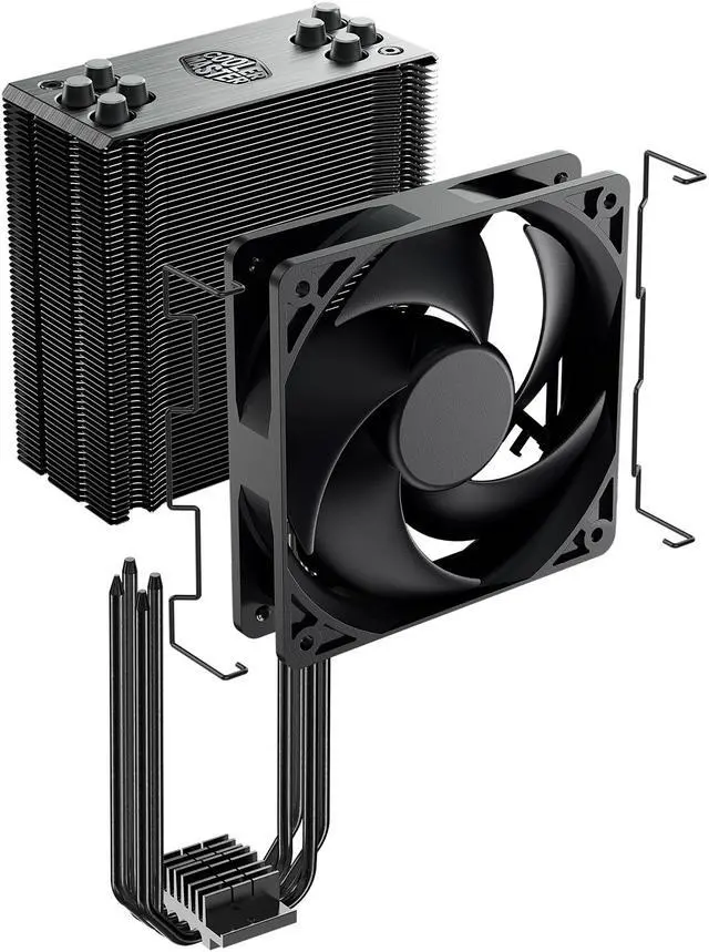 Alt view image 7 of 13 - Cooler Master Hyper 212 Black Edition CPU Air Cooler, Silencio FP120 Fan, Anodized Gun-Metal Black, Brushed Nickel Fins, 4 Copper Direct Contact Heat Pipes for AMD Ryzen/Intel LGA1700/1200/1151
