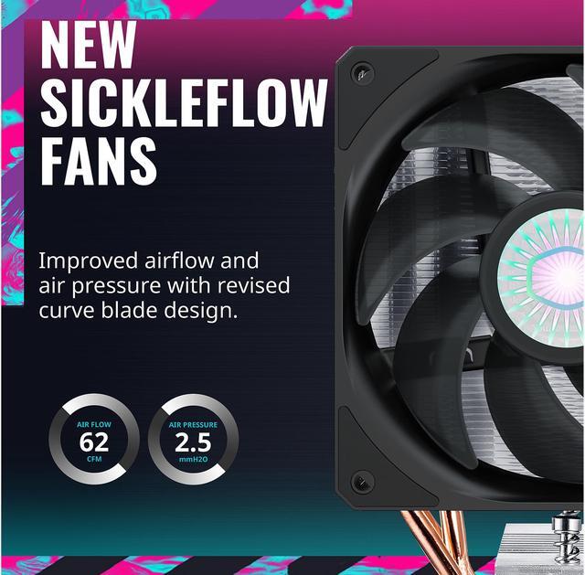 Alt view image 6 of 11 - Cooler Master Hyper 212 EVO V2 CPU Air Cooler with SickleFlow 120, PWM Fan, Direct Contact Technology, 4 copper Heat Pipes for AMD Ryzen/Intel LGA1700/1200/1151