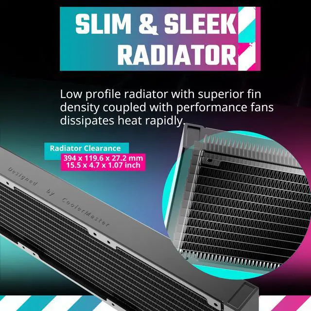 Alt view image 8 of 15 - Cooler Master MasterLiquid PL360 FLUX Close-Loop AIO CPU Liquid Cooler, Dual Chamber Pump, Ceramic Bearing Impeller, Enlarged Copper Base, ARGB PL-Flux 120mm Fans for AMD Ryzen/Intel 1700/1200/115X