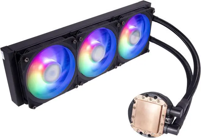 Alt view image 13 of 15 - Cooler Master MasterLiquid PL360 FLUX Close-Loop AIO CPU Liquid Cooler, Dual Chamber Pump, Ceramic Bearing Impeller, Enlarged Copper Base, ARGB PL-Flux 120mm Fans for AMD Ryzen/Intel 1700/1200/115X