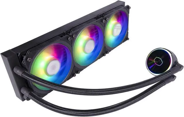 Alt view image 15 of 15 - Cooler Master MasterLiquid PL360 FLUX Close-Loop AIO CPU Liquid Cooler, Dual Chamber Pump, Ceramic Bearing Impeller, Enlarged Copper Base, ARGB PL-Flux 120mm Fans for AMD Ryzen/Intel 1700/1200/115X