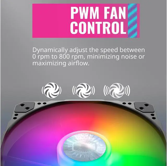 Alt view image 9 of 10 - Cooler Master SickleFlow 200 ARGB Gen 2 Square Frame Fan, Customizable LEDS, Air Balance Curve Blade, Sealed Bearing, PWM Control for Computer Case