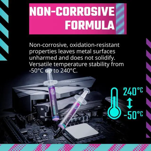 Alt view image 4 of 10 - Cooler Master CryoFuze Violet High Performance Thermal Paste, Nanoparticles, High CPU/GPU Conductivity W/m.k= 12.6m, Non Corrosive Formula, -50°C up to 240°C for CPU and GPU Coolers (MGY-NOSG-N07M-R1)