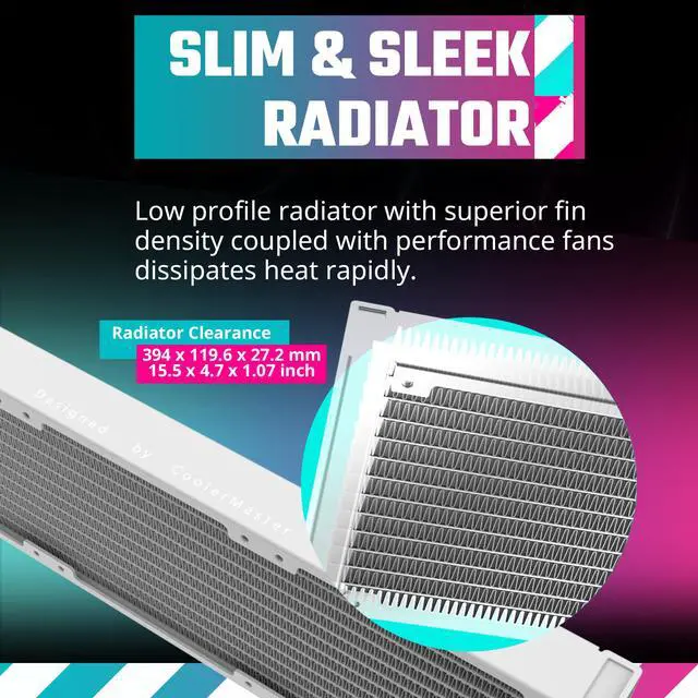Alt view image 8 of 15 - Cooler Master MasterLiquid PL360 FLUX White ARGB Close-Loop AIO Liquid Cooler, Dual Chamber Pump, Ceramic Bearing Motor, Dual Loop PL-Flux 120mm Fans for AMD Ryzen AM5/AM4/Intel 1851/1700/1200/115X