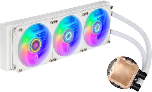 Alt view image 13 of 15 - Cooler Master MasterLiquid PL360 FLUX White ARGB Close-Loop AIO Liquid Cooler, Dual Chamber Pump, Ceramic Bearing Motor, Dual Loop PL-Flux 120mm Fans for AMD Ryzen AM5/AM4/Intel 1851/1700/1200/115X