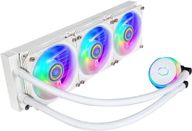Alt view image 15 of 15 - Cooler Master MasterLiquid PL360 FLUX White ARGB Close-Loop AIO Liquid Cooler, Dual Chamber Pump, Ceramic Bearing Motor, Dual Loop PL-Flux 120mm Fans for AMD Ryzen AM5/AM4/Intel 1851/1700/1200/115X