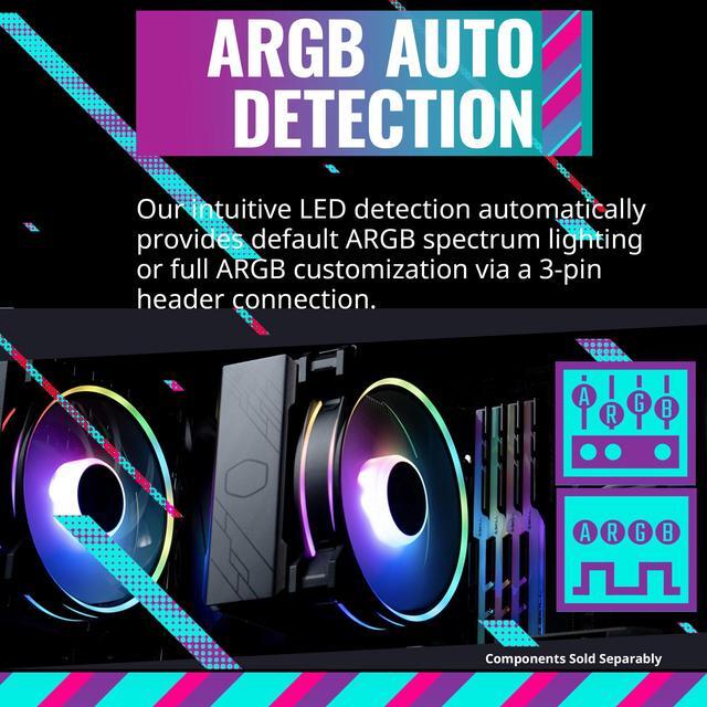 Alt view image 4 of 15 - Cooler Master Hyper 212 Halo Black CPU Air Cooler, MF120 Halo² Fan, Dual Loop ARGB, Aluminum Top Cover, 4 Copper Heat Pipes, 154mm (H) for AMD Ryzen AM5/AM4, Intel LGA 1851 1700/1200 (RR-S4KK-20PA-R1)