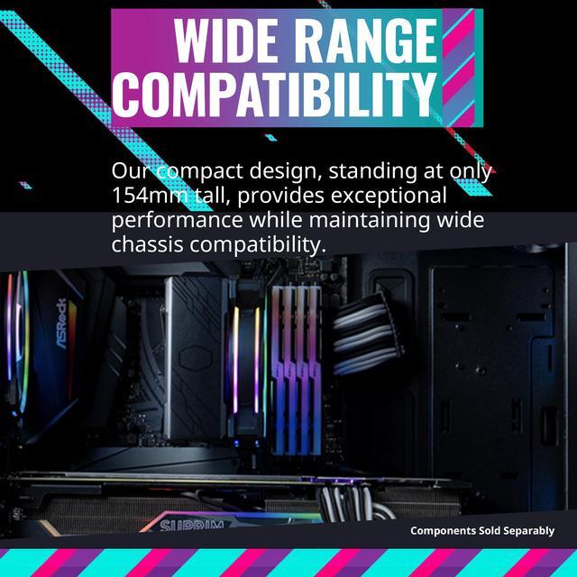 Alt view image 9 of 15 - Cooler Master Hyper 212 Halo Black CPU Air Cooler, MF120 Halo² Fan, Dual Loop ARGB, Aluminum Top Cover, 4 Copper Heat Pipes, 154mm (H) for AMD Ryzen AM5/AM4, Intel LGA 1851 1700/1200 (RR-S4KK-20PA-R1)