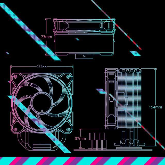 Alt view image 11 of 15 - Cooler Master Hyper 212 Halo Black CPU Air Cooler, MF120 Halo² Fan, Dual Loop ARGB, Aluminum Top Cover, 4 Copper Heat Pipes, 154mm (H) for AMD Ryzen AM5/AM4, Intel LGA 1851 1700/1200 (RR-S4KK-20PA-R1)