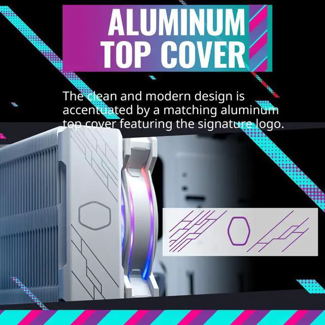 Alt view image 5 of 15 - Cooler Master Hyper 212 Halo White CPU Air Cooler, MF120 Halo² Fan, Dual Loop ARGB, Aluminum Top Cover, 4 Copper Heat Pipes, 154mm (H) for AMD Ryzen AM5/AM4, Intel LGA1700/1200 (RR-S4WW-20PA-R1)