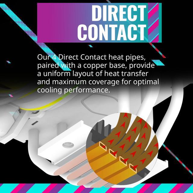 Alt view image 8 of 15 - Cooler Master Hyper 212 Halo White CPU Air Cooler, MF120 Halo² Fan, Dual Loop ARGB, Aluminum Top Cover, 4 Copper Heat Pipes, 154mm (H) for AMD Ryzen AM5/AM4, Intel LGA1700/1200 (RR-S4WW-20PA-R1)