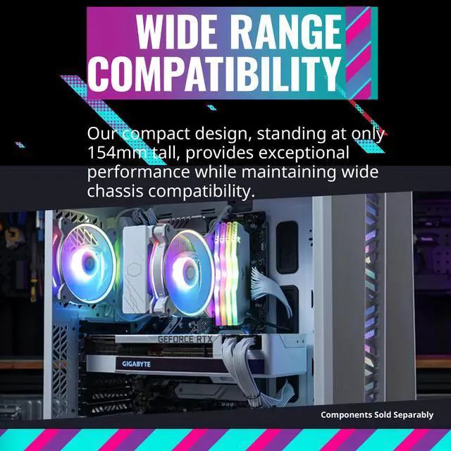 Alt view image 9 of 15 - Cooler Master Hyper 212 Halo White CPU Air Cooler, MF120 Halo² Fan, Dual Loop ARGB, Aluminum Top Cover, 4 Copper Heat Pipes, 154mm (H) for AMD Ryzen AM5/AM4, Intel LGA1700/1200 (RR-S4WW-20PA-R1)