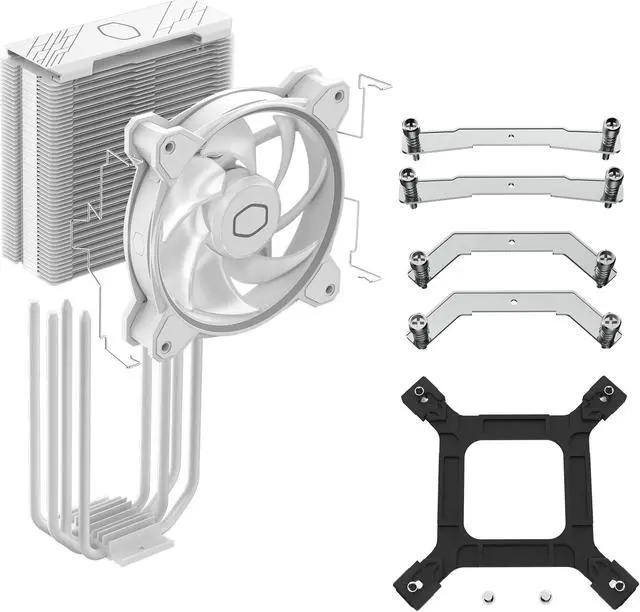 Alt view image 15 of 15 - Cooler Master Hyper 212 Halo White CPU Air Cooler, MF120 Halo² Fan, Dual Loop ARGB, Aluminum Top Cover, 4 Copper Heat Pipes, 154mm (H) for AMD Ryzen AM5/AM4, Intel LGA1700/1200 (RR-S4WW-20PA-R1)