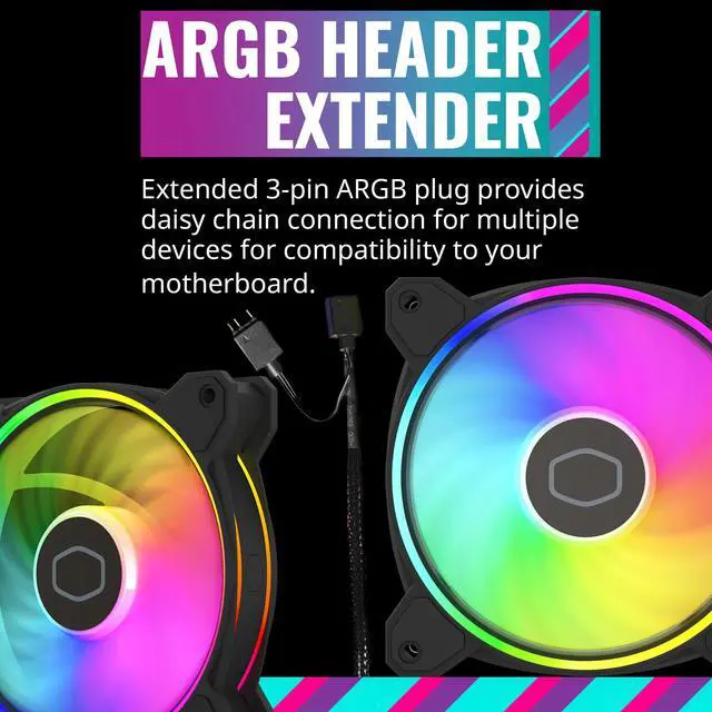 Alt view image 9 of 13 - Cooler Master MasterFan MF120 Halo² PC Case|Liquid Cooler|Air Cooler Fan, Dual Loop Gen 2 ARGB LEDs Rings, Dynamic PWM 120mm 2,050 RPM, Air Balance Blades, Hybrid Frame (MFL-B2DN-21NP2-R2)