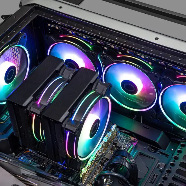Alt view image 10 of 13 - Cooler Master MasterFan MF120 Halo² PC Case|Liquid Cooler|Air Cooler Fan, Dual Loop Gen 2 ARGB LEDs Rings, Dynamic PWM 120mm 2,050 RPM, Air Balance Blades, Hybrid Frame (MFL-B2DN-21NP2-R2)