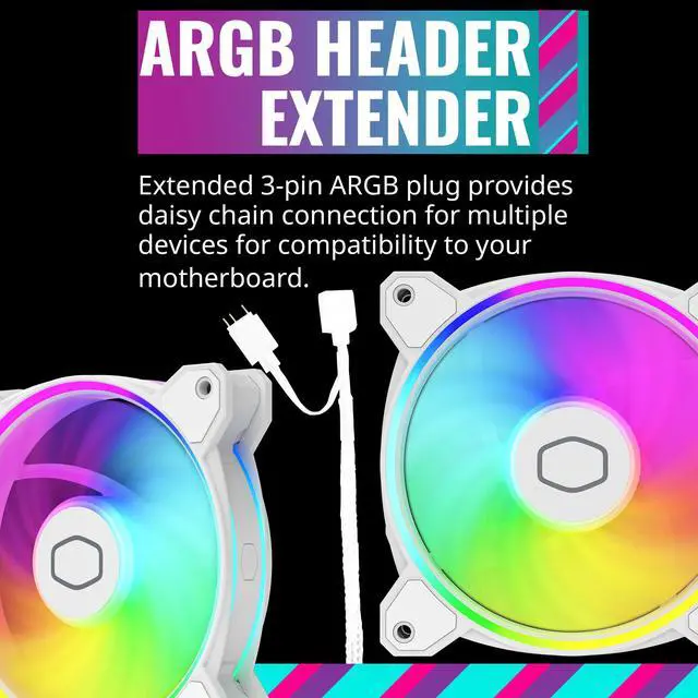 Alt view image 9 of 13 - Cooler Master MasterFan MF120 Halo² White PC Case|Liquid Cooler|Air Cooler Fan, Dual Loop Gen 2 ARGB LEDs Rings, Dynamic PWM 120mm 2,050 RPM, Air Balance Blades, Hybrid Frame (MFL-B2DW-21NP2-R2)