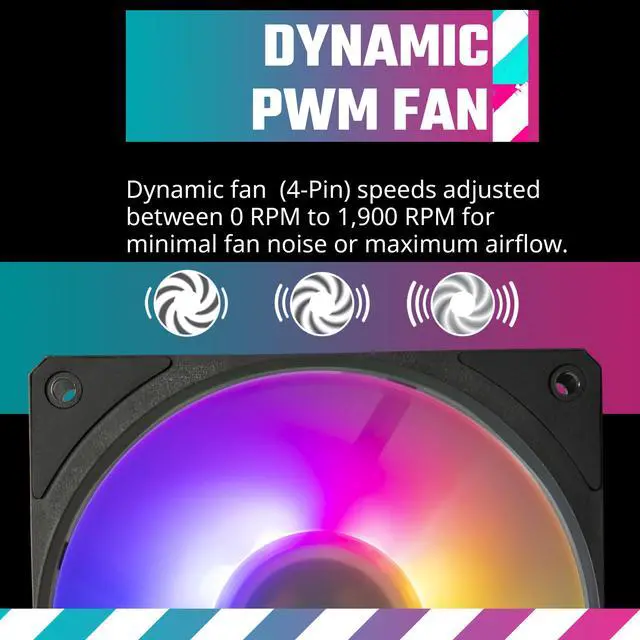 Alt view image 8 of 14 - Cooler Master Mobius 140P ARGB High Performance Interconnecting Ring Blade Fan, PWM 2400rpm, Loop Dynamic Bearing, ARGB Customizable LEDs for PC Case, Liquid and Air Cooler (MFZ-M4DN-19NP2-R1)