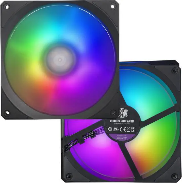 Alt view image 13 of 14 - Cooler Master Mobius 140P ARGB High Performance Interconnecting Ring Blade Fan, PWM 2400rpm, Loop Dynamic Bearing, ARGB Customizable LEDs for PC Case, Liquid and Air Cooler (MFZ-M4DN-19NP2-R1)