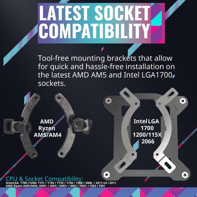 Alt view image 8 of 13 - Cooler Master MasterLiquid 240L Core 240mm Close-Loop AIO Liquid Cooler, ARGB Sync, Gen S Coldplate Pump, 120mm PWM, CryoFuze Thermal Paste AMD AM5/AM4, Intel LGA 1851/1700/1200 (MLW-D24M-A18PZ-R1)