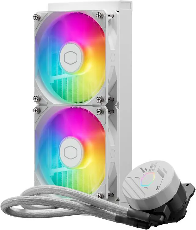 Alt view image 11 of 13 - Cooler Master MasterLiquid 240L Core White 240mm Close-Loop AIO Liquid Cooler, ARGB Sync, Gen S Coldplate Pump, 120mm PWM, CryoFuze 14W/mK, AMD AM5/AM4, Intel LGA 1851/1700/1200 (MLW-D24M-A18PZ-RW)