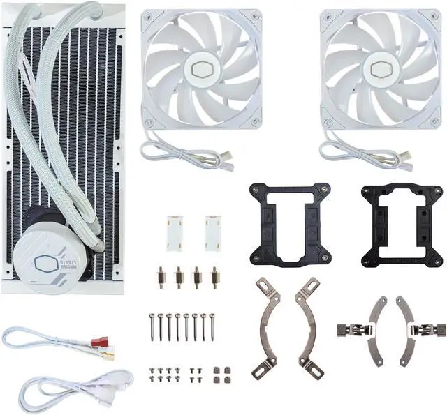 Alt view image 13 of 13 - Cooler Master MasterLiquid 240L Core White 240mm Close-Loop AIO Liquid Cooler, ARGB Sync, Gen S Coldplate Pump, 120mm PWM, CryoFuze 14W/mK, AMD AM5/AM4, Intel LGA 1851/1700/1200 (MLW-D24M-A18PZ-RW)