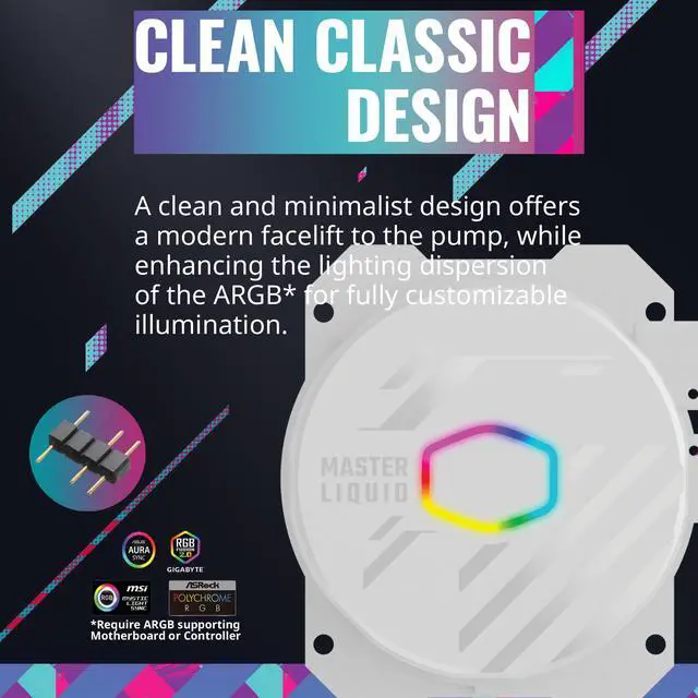 Alt view image 2 of 13 - Cooler Master MasterLiquid 360L Core White 360mm Close-Loop AIO Liquid Cooler, ARGB Sync, Gen S Coldplate Pump, 120mm PWM, CryoFuze 14W/Mk, AMD Ryzen AM5/AM4, Intel LGA 1851/1700 (MLW-D36M-A18PZ-RW)